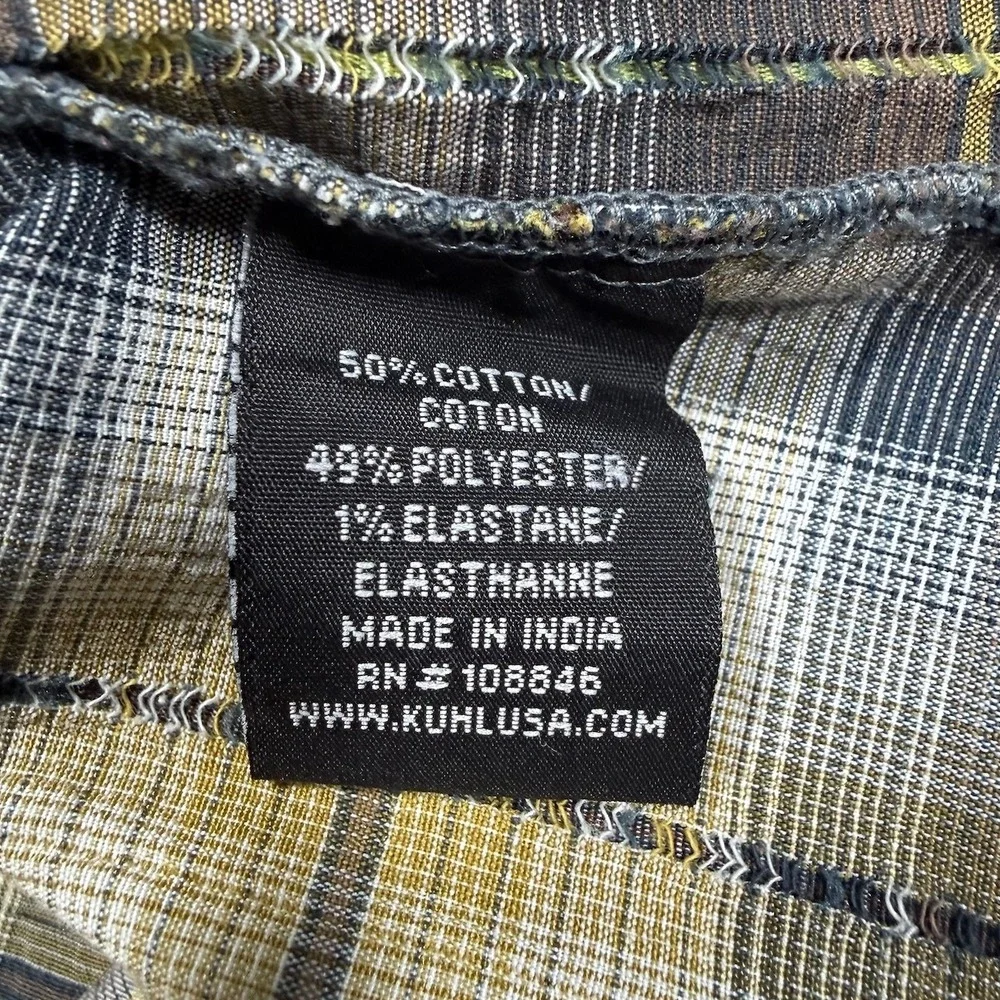 KUHL Shirt Men Large Plaid Crinkle Cotton Long‎ Sleeve Button Up Hiking Camping